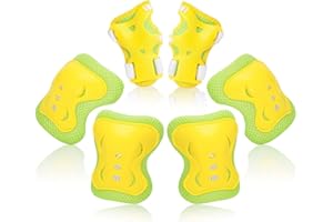 RUNDONG Youth / Kids Knee Pads Elbow Pad Wrist Guards Protective Set for 3 - 15 Years Child Ice Skating Roller Skates Scooter Inline Skating BMX Bike Cycling Skateboard Riding And Outdoor Extreme Multi-Sports