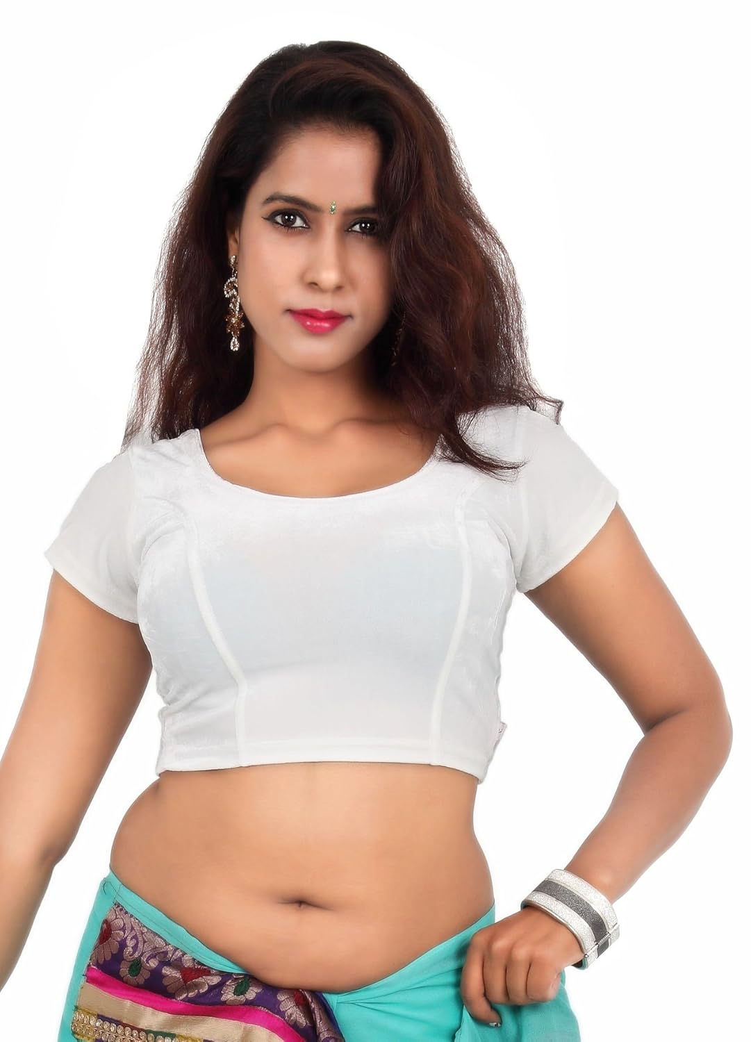 louis fashion velvet fabric women blouse (2074-bl-white02)