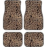 Allhaitong Leopard Print All Weather Floor Mats for Car SUV & Truck - Automotive Floor Mats 4 Pieces Set (Front & Rear), Heavy Duty Protection