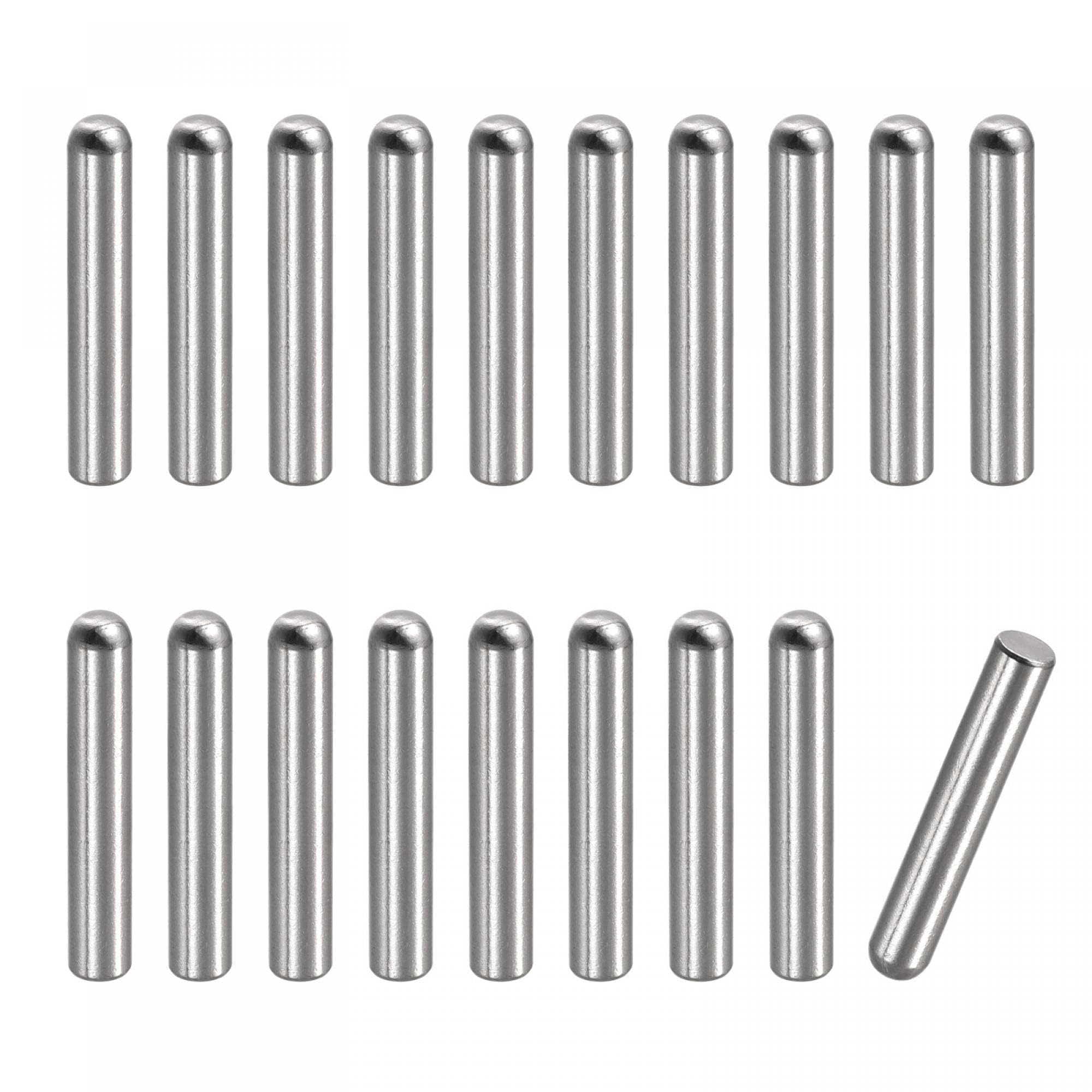 TOP-VIGOR 20Pcs 5mm x 30mm Dowel Pins, 304 Stainless Steel Round Head Flat Chamfered End Shelf Pegs Support Fasten Elements Silver Tone