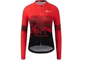 GCRFL Women's Cycling Jersey Long Sleeve Biking Cycling Shirt with 3+1 Zipper Pocket Breathable Quick Dry Bicycle Jersey