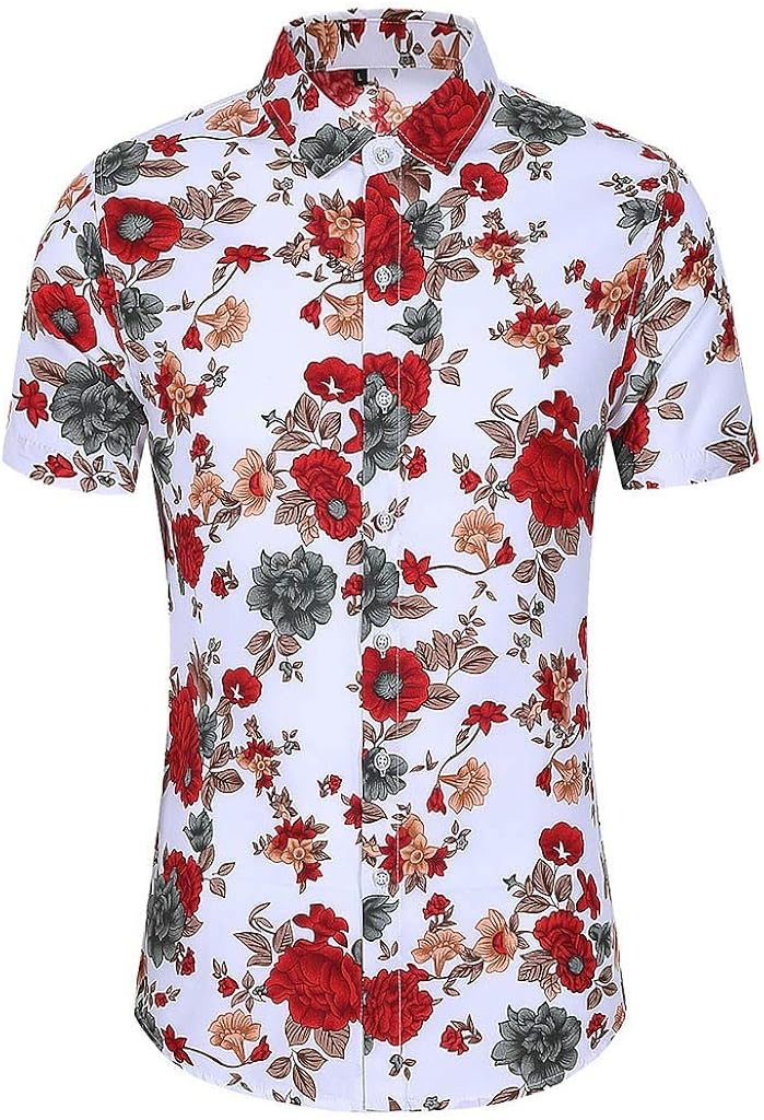 ZGNB Kurzärmliges Herrenhemd, lässig bedrucktes Revers-Kurzarmhemd im