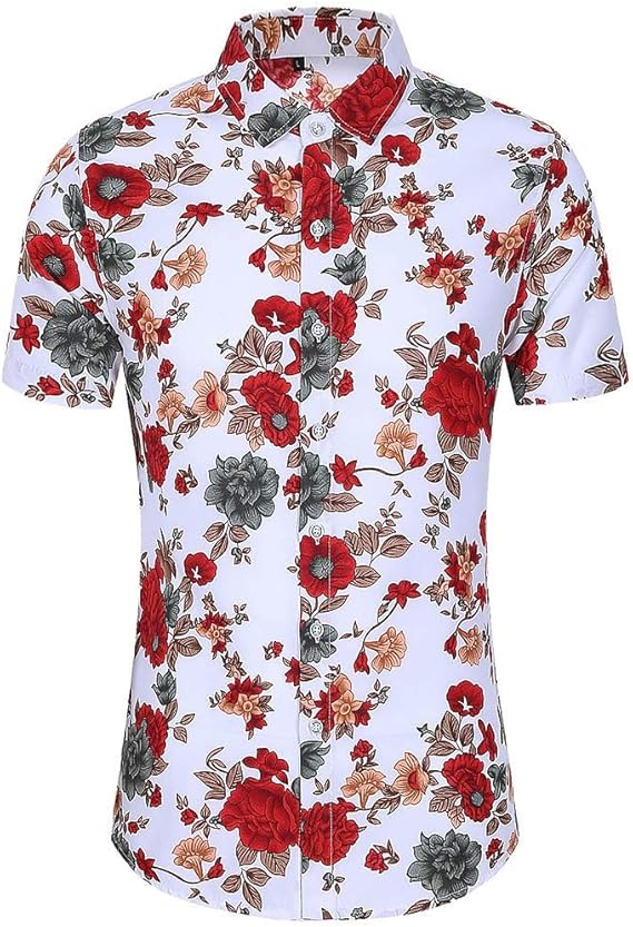 ZGNB Kurzärmliges Herrenhemd, lässig bedrucktes Revers-Kurzarmhemd im