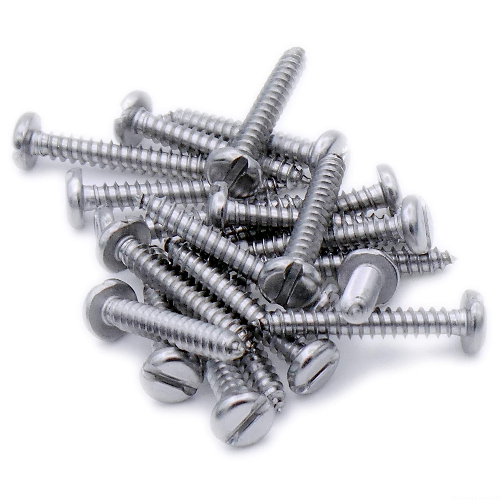 No.10 x 1 (4.8mm x 25mm) Slot Pan Self-Tapping Screw - Stainless Steel (A2) (Pack of 20)