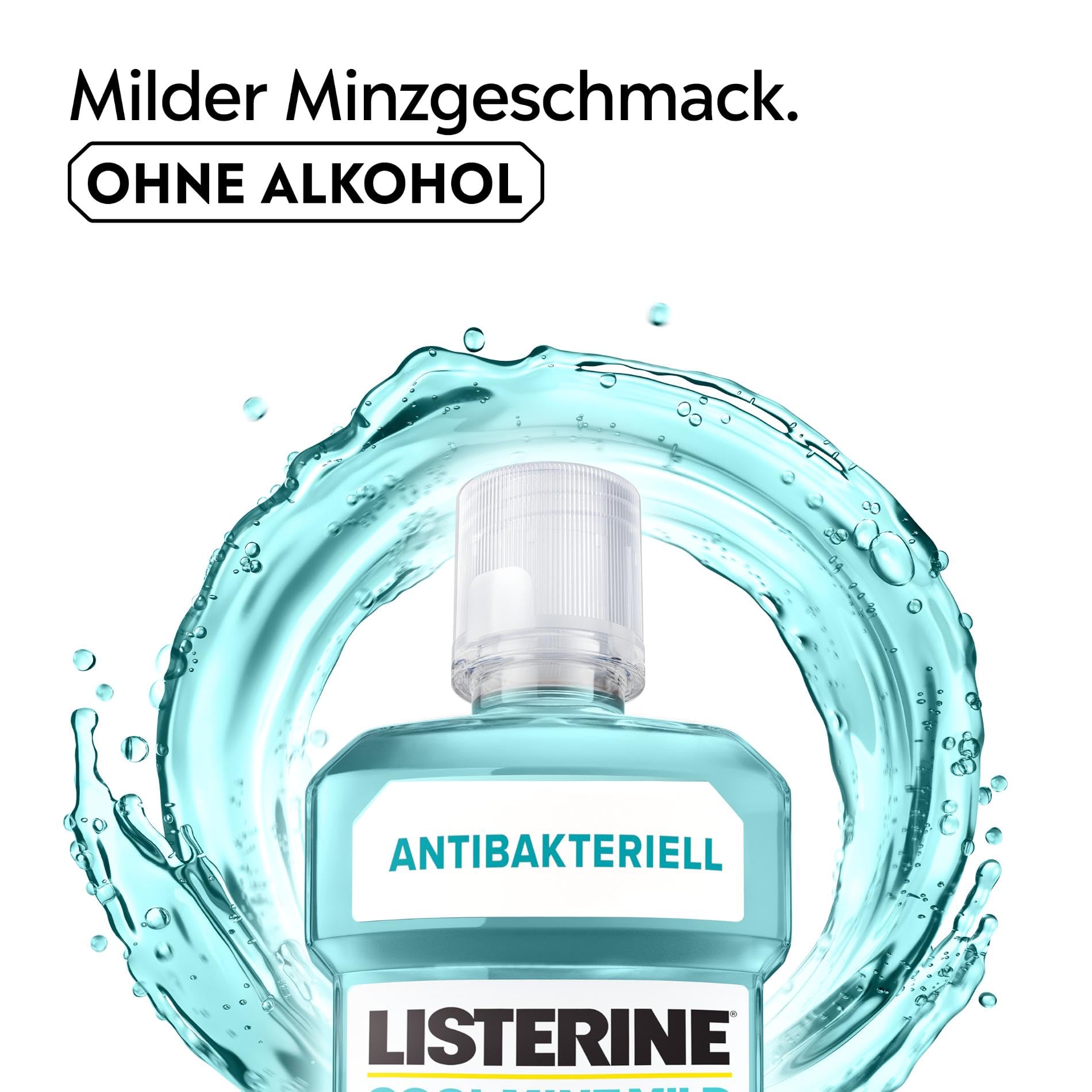 LISTERINE Cool Mint Mild 6 x 500 ml, antibakterielle Mundspülung mit ätherischen Ölen und ohne Alkohol, mildes Mundwasser bekämpft wirksam Bakterien, optimale Ergänzung zur täglichen Zahnpflege 3
