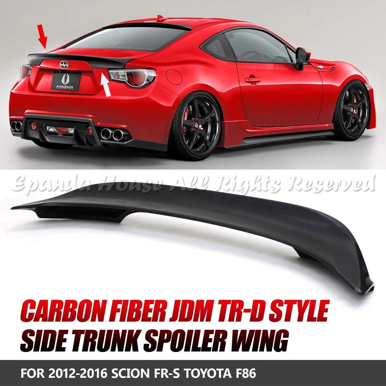EpandaHouse for 13-17 Scion FRS 86 Subaru BRZ Paintable PU TRD Style Ducktail Rear Trunk Spoiler Wing Body Kit