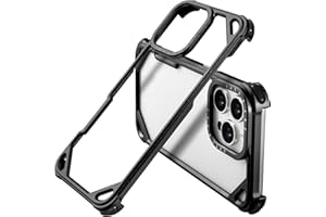 OATSBASF for iPhone 15 Pro Max 6.7" Bumper Case Metal, Aluminum Frame Slim Fit No Back Design, Compatible with MagSafe, 4 Corner Shockproof Protection, Minimalist Frameless Phone Case, Black