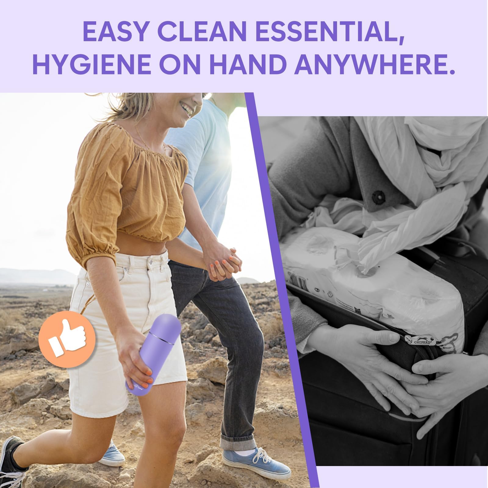 Easy@Home Portable Peri Bottle for Postpartum & Perineal Care: Handheld Bidet Perfect for Personal Hygiene Cleaning & Travel Friendly | 380ml Leakproof & Convenient Design | BPA-Free | EPB-01 Purple