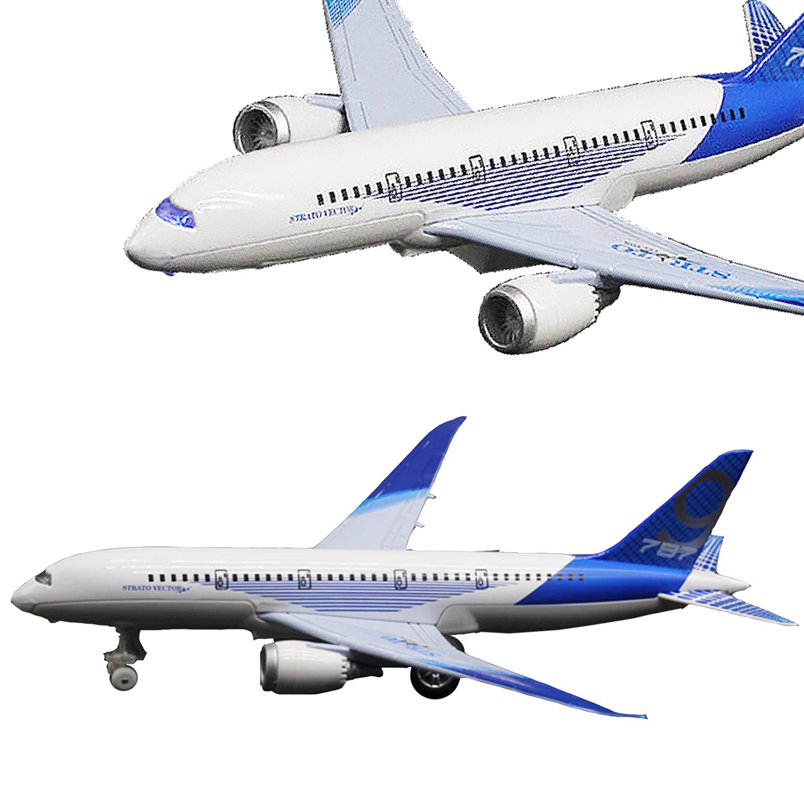 OTONOPI Airplane Toys Bump and Go Airlines Die Cast Metal Model Plane Toy with Lights and Sounds for Kids Blue