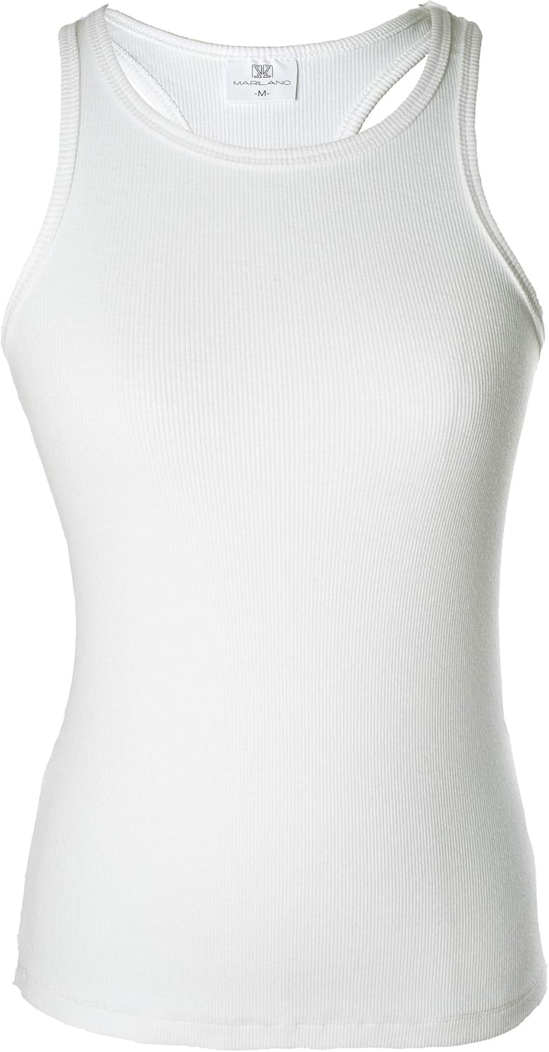Amazon.com: Marilano Casual Racerback Ribbed Cotton White Tank Tops for Women XXL: Clothing