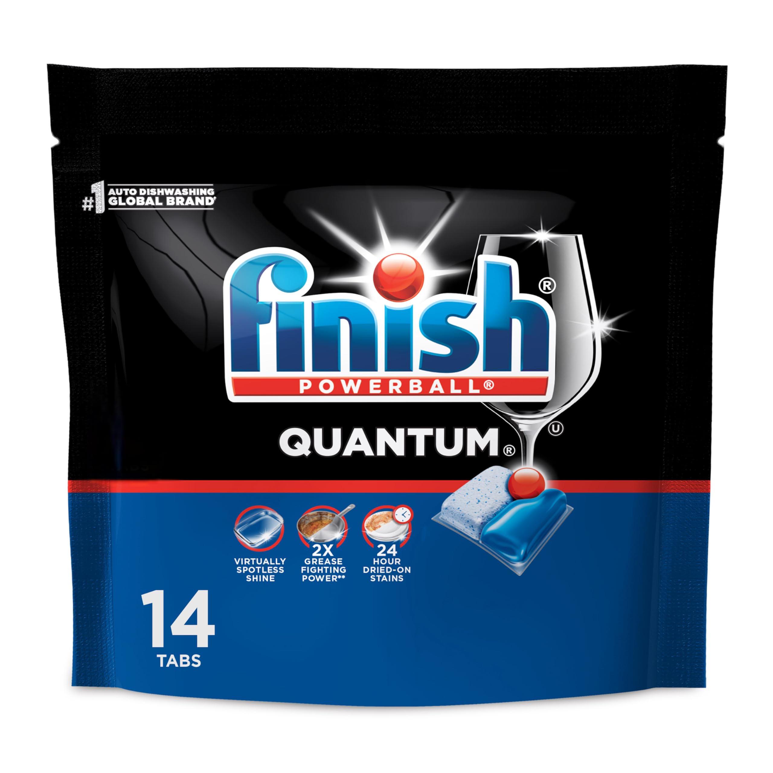 Finish Quantum Dishwasher Pods, Dishwasher Detergent Dish Soap, Fresh Scent, 14 Count