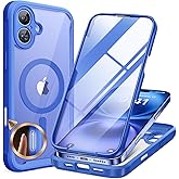 Miracase Magnetic for iPhone 16 Plus Case Full-Body Phone with Built-in Glass Screen Protector, [Compatible with MagSafe] Military Drop Proof 16 Plus Cover Bumper 6.7 inch, Blue