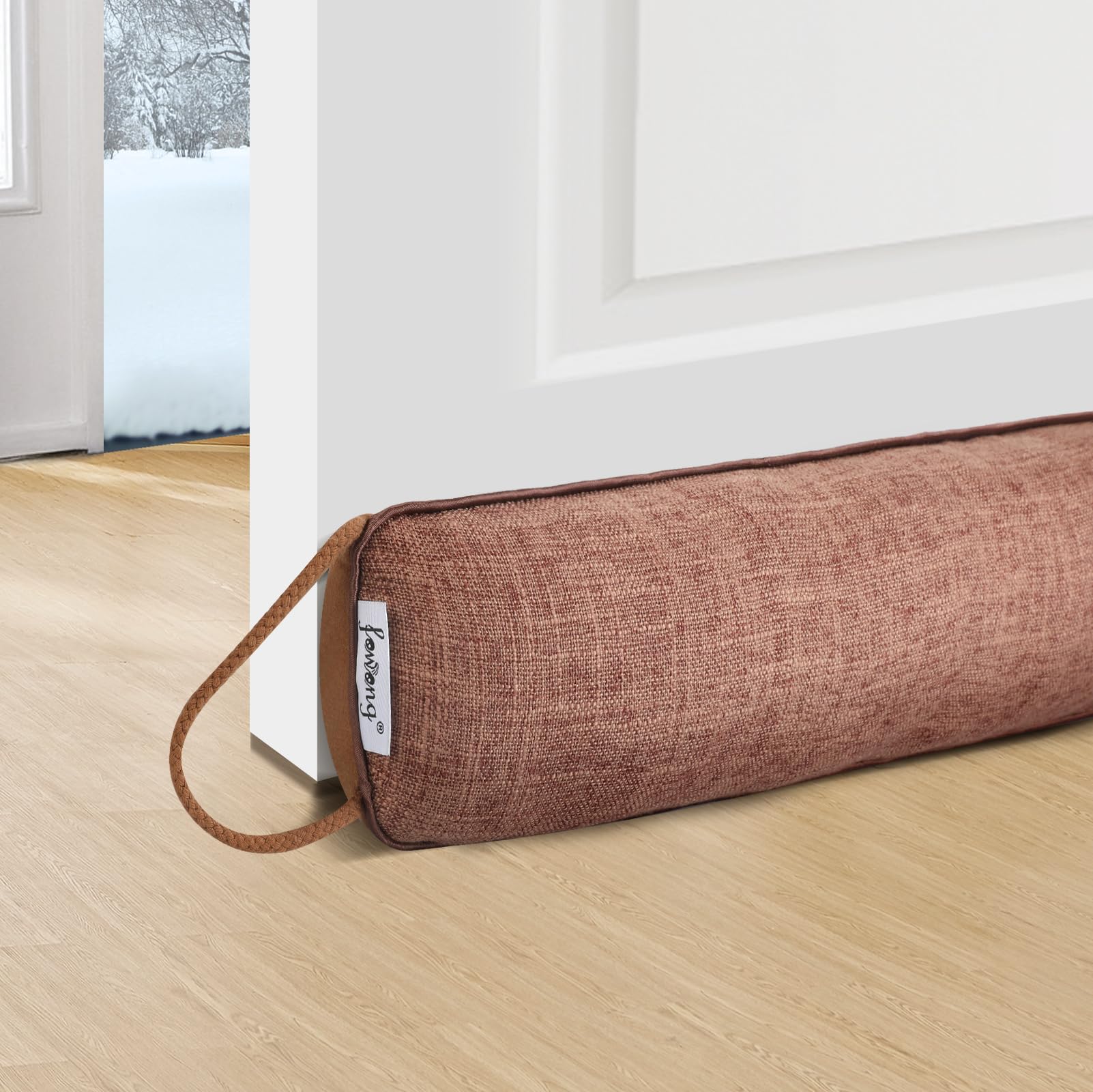 fowong Draught Excluder for Doors, 107 x 10 cm Heavy Duty Under Door Draft Excluder, Air Door Draft Stopper Blocks Drafts & Noise, Soundproof & Energy Efficient - Coffee