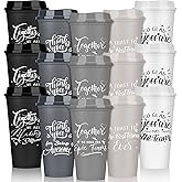 Pickmesh 15 Pcs Employee Appreciation Gifts Bulk 16 oz Plastic Tumbler with Lid Inspirational Staff Thank You Gifts for Team Reusable Travel Coffee Cups for Coworker Volunteer Teacher (Morandi Color)