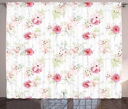 Floral Curtains By Ambesonne Lily Flowers Bouquet With Rose And