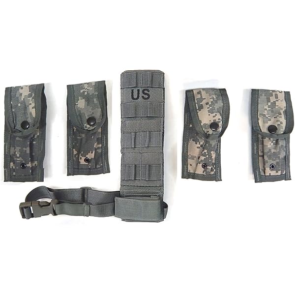9 MM HOLSTER EXTENDER MOLLE WITH FOUR 9 MM CLIP POUCHES ACU DIGITAL CAMOUFLAGE
