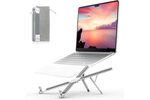 OMOTON LA15 Auto-Locking Laptop Stand for Desk, 6-Level Adjustable Aluminum Riser & Portable Foldable Holder for MacBook Tabl