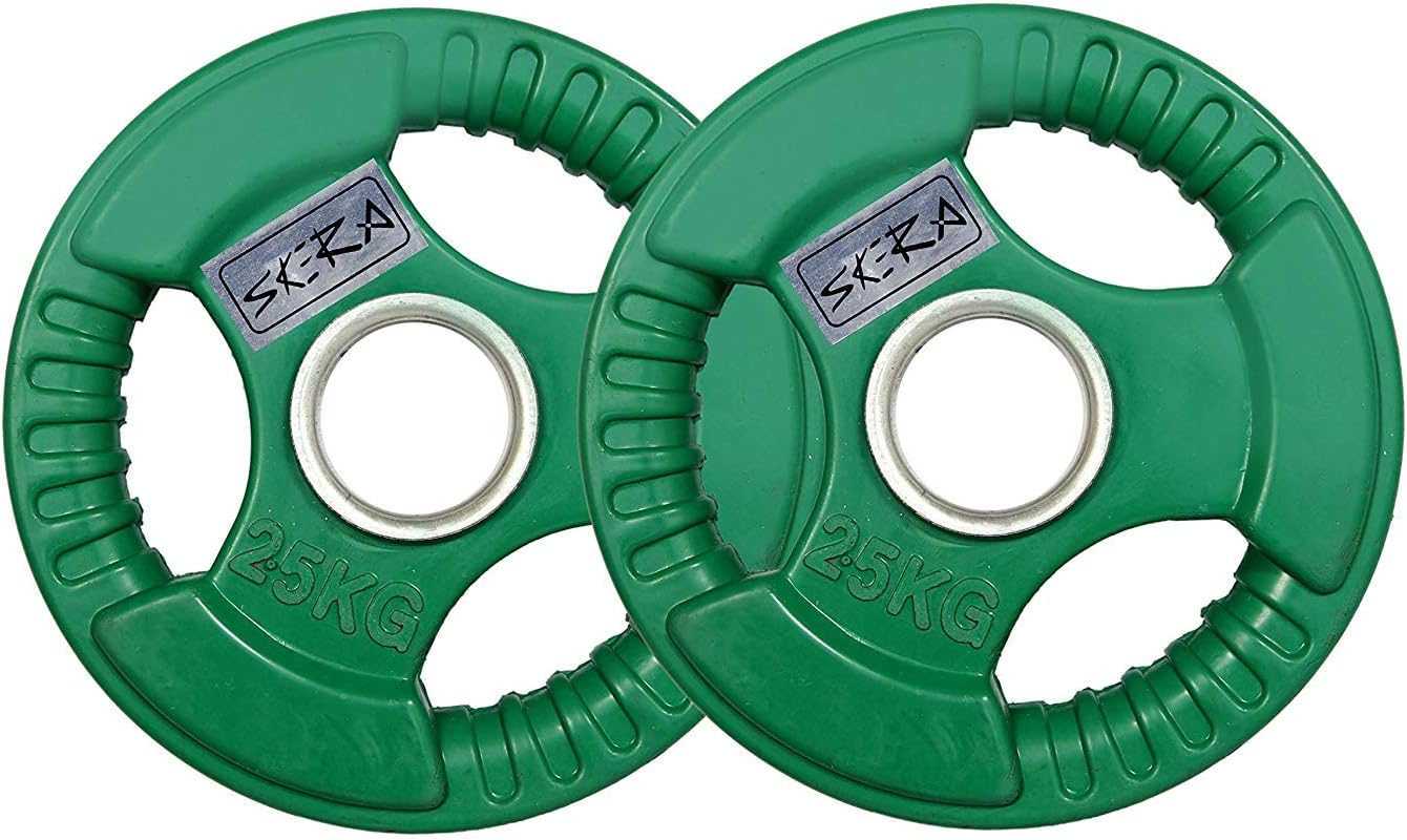 Skera Rubber Coated Tri-Grip Olympic Plate Weights, Barbell Weights, Weight Platess (2.5 Kg to 25 Kg)