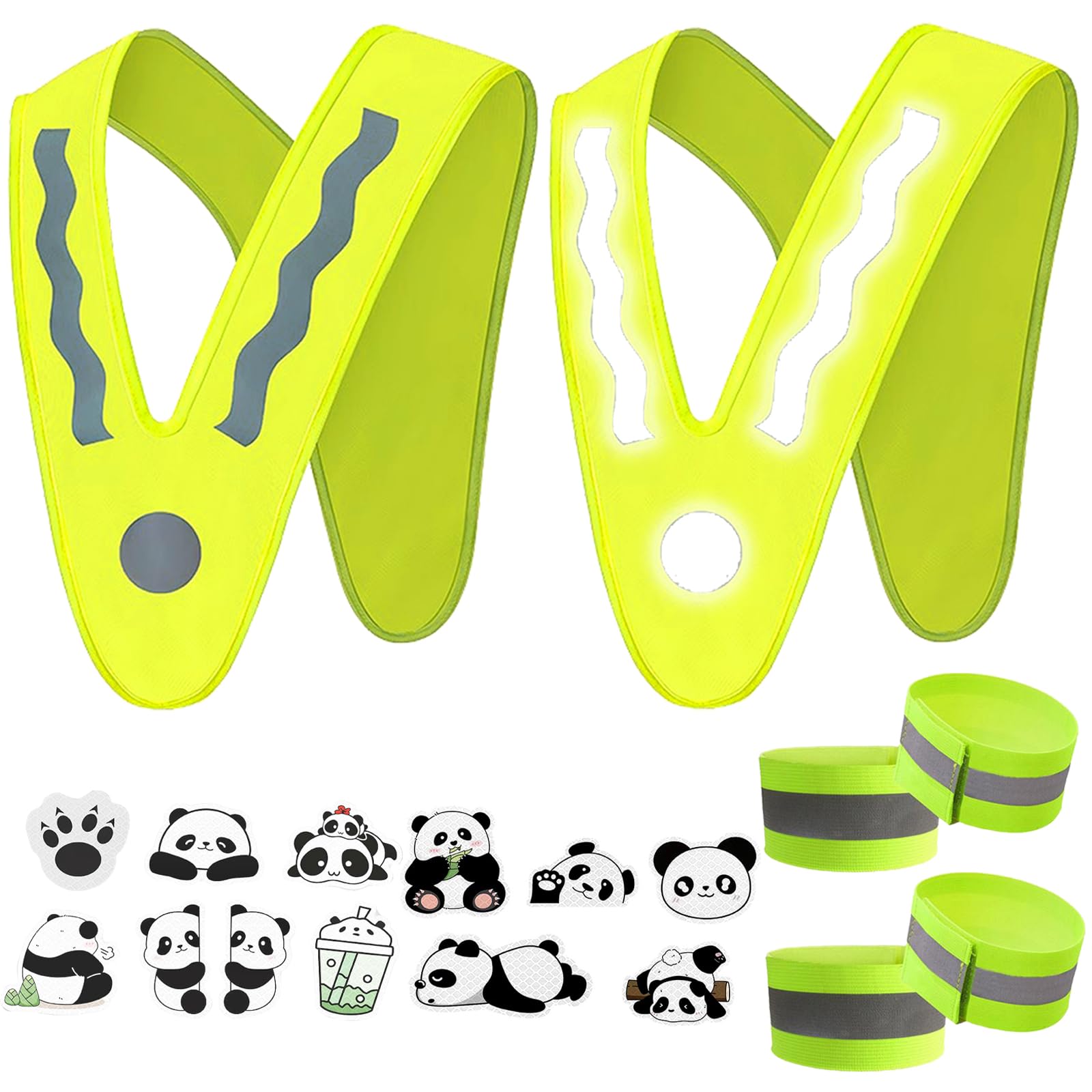 BDSHUNBF 2 PCS Reflective Vest Running Gear, 4 Pack Reflector Elastic Armbands Safety, Highly Visible Reflective Belt for Night Running, Dog Walking, Jogging, Cycling, for Women Men Kids