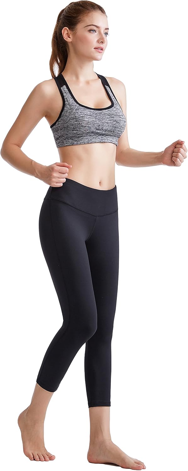 Oalka Women's Yoga Capris Running Pants Workout Leggings: Clothing