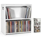 LOSADY Stackable Double-Layer CD Storage Rack, Holds 58 CD Cases | Stackable double-layer CD storage rack holds 58 CD cases, saves space, and makes a gift for music lovers and collectors.