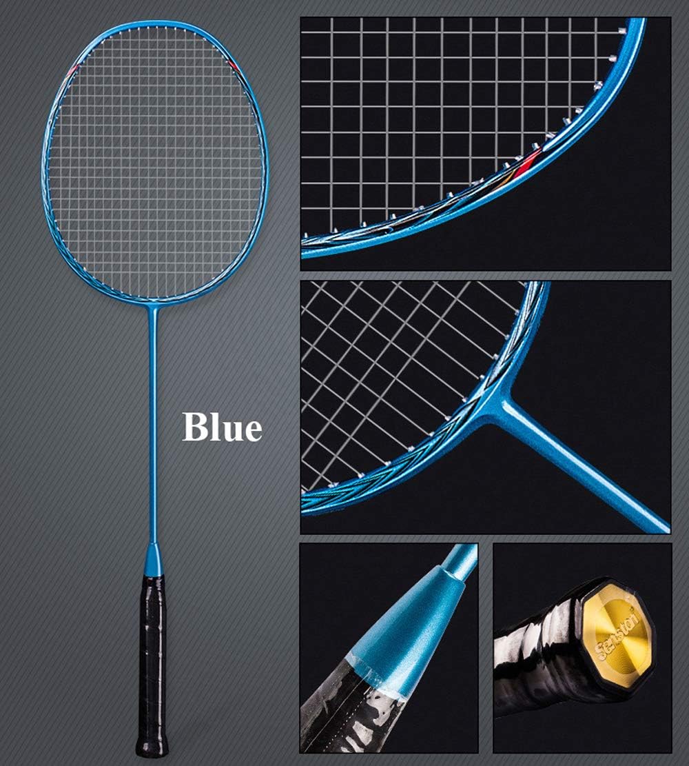 Senston N80 - 2 Pack Graphite High-Grade Badminton Racquet, Professional Carbon Fiber Badminton Racket Included Black Blue Color Rackets 2 Carrying Bag : Sports & Outdoors