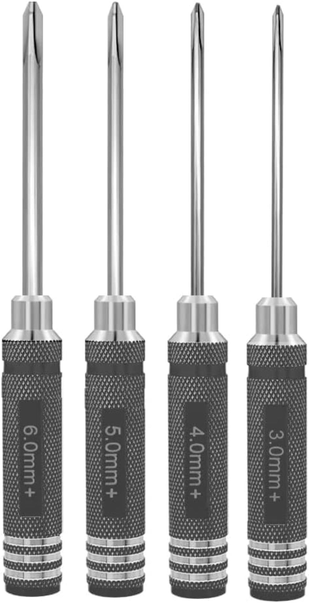 Cross Screwdriver Set 4-Piece RC Tool Set for RC Cars, Boats, Racing Drones, Robots, 3.0 mm, 4.0 mm, 5.0 mm, 6.0 mm