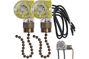PAEORRORL Ceiling Fan Light Switch Zing Ear ZE-109 Two-Wire with Pull Cords,On/Off Control Light Switch for Ceiling Fans, Lamps & Wall Lights – Compatible with Harbor Breeze Replacement Parts, (2-Pack, Bronze)