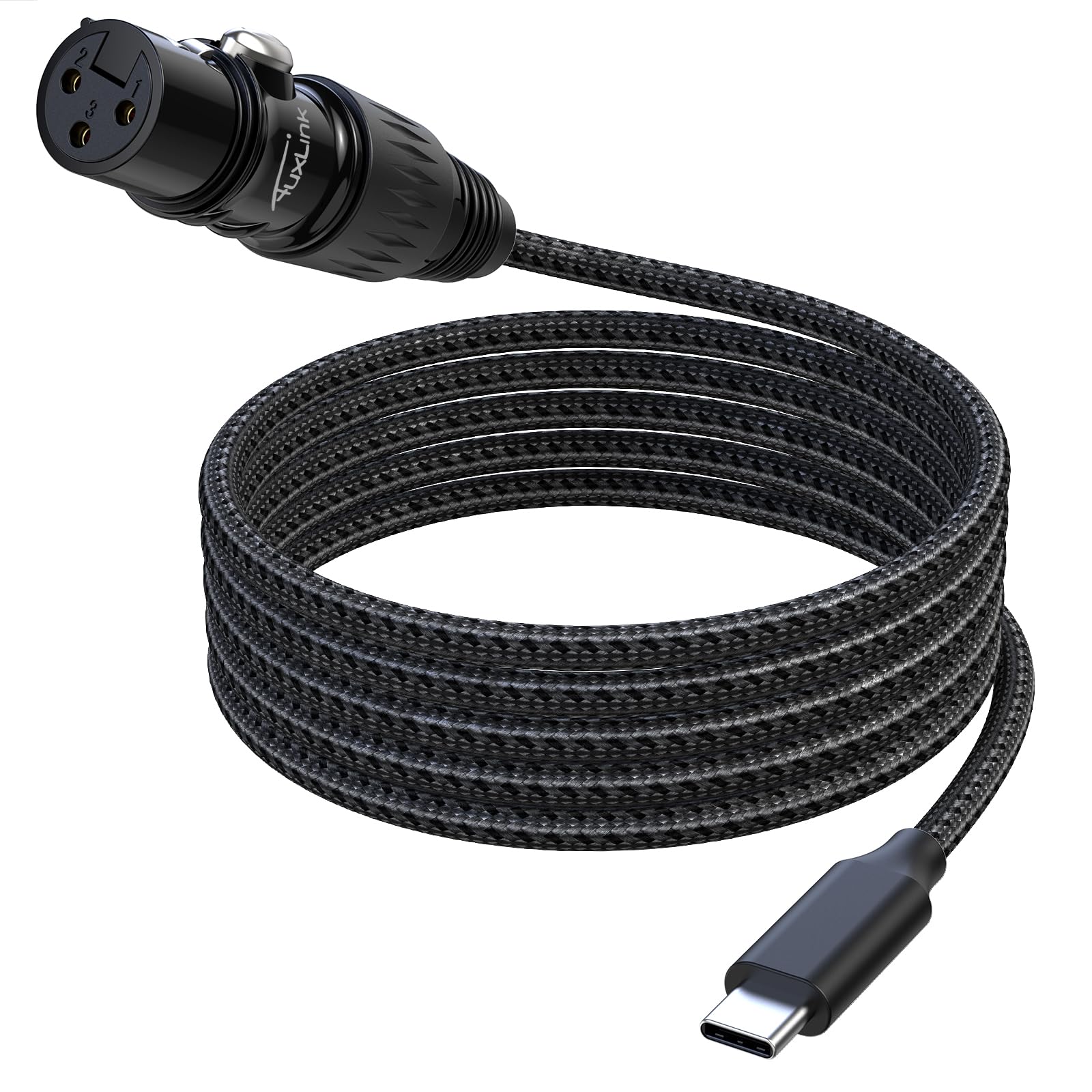 XLR to USB C Cable 6ft, XLR to USB, USB C to XLR Female Microphone Cable Nylon Braided for iPhone 15, Samsung, Google, HTC, Xiaomi Smartphone, Tablets, Notebooks