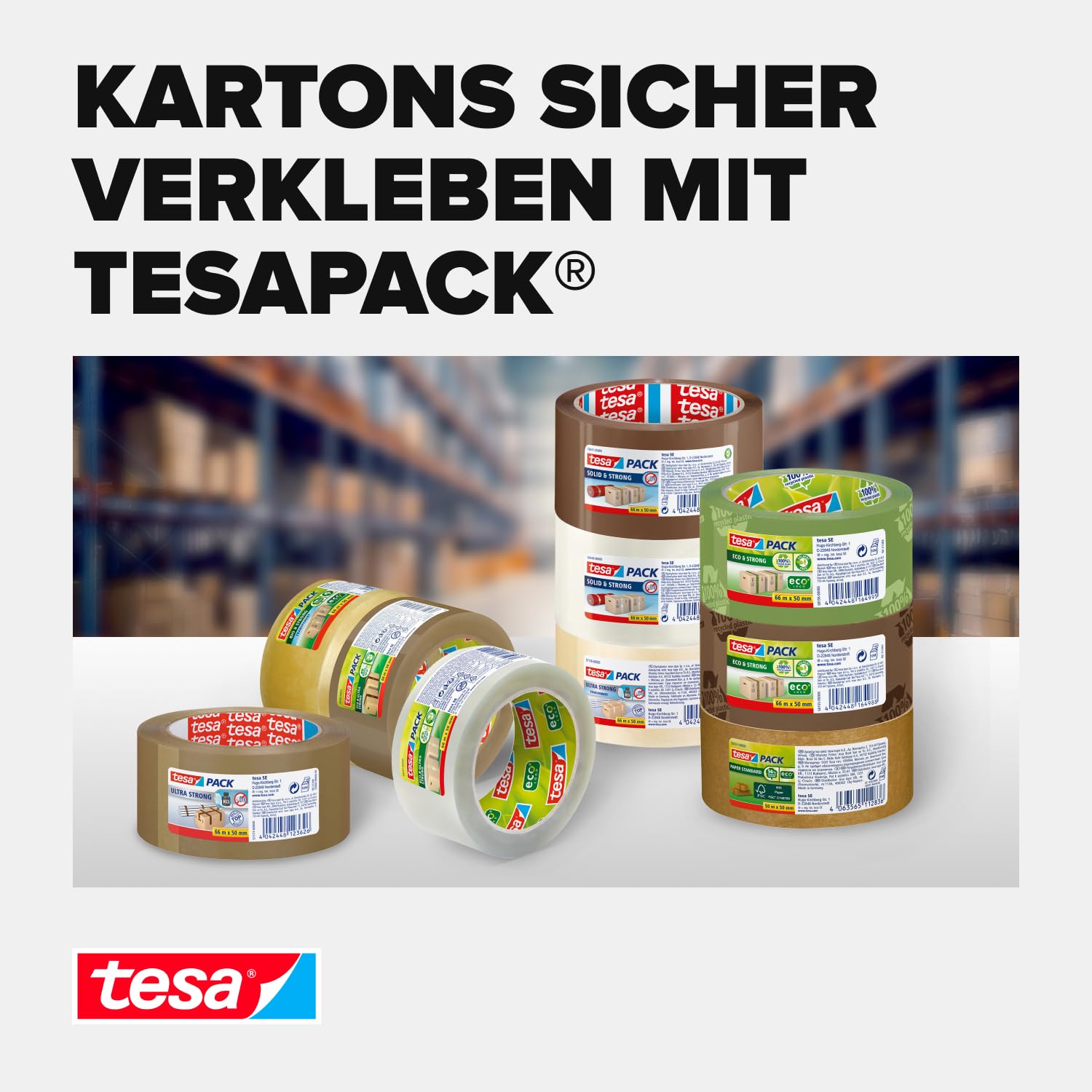 tesa tesapack im 6er Pack - Geräuscharmes Paketklebeband zum Verpacken von Paketen und Versandschachteln - braun - 6 Rollen je 66 m 7