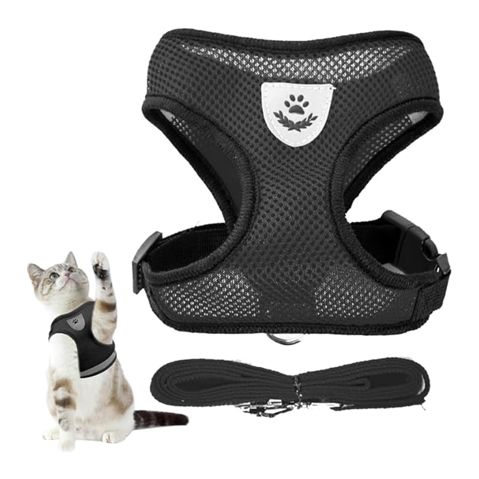JYTDBCS Adjustable Escape Proof Cat Kitten Harness for Walking, Breathable Vest for Small Cats, Comes with Leash Set