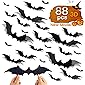88 Pcs DIY 3D Bats Halloween Decorations, 4 Different Sizes PVC Bat Stickers for Home Decor / Wall Decor / Indoor Party…
