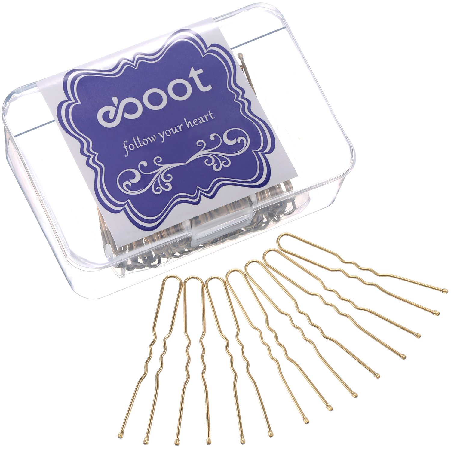 eBoot 100 Pack of U Shaped Hair Pins Bun Hair Pins with Box and Storage Bag, Golden (5 cm/ 2 Inches) : Beauty