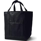 Lands' End Open Canvas Tote | Open Top, 100% Cotton Canvas, Five Sizes, Five Pockets, Key Strap, Water-Resistant Base, Beach, Groceries, Travel