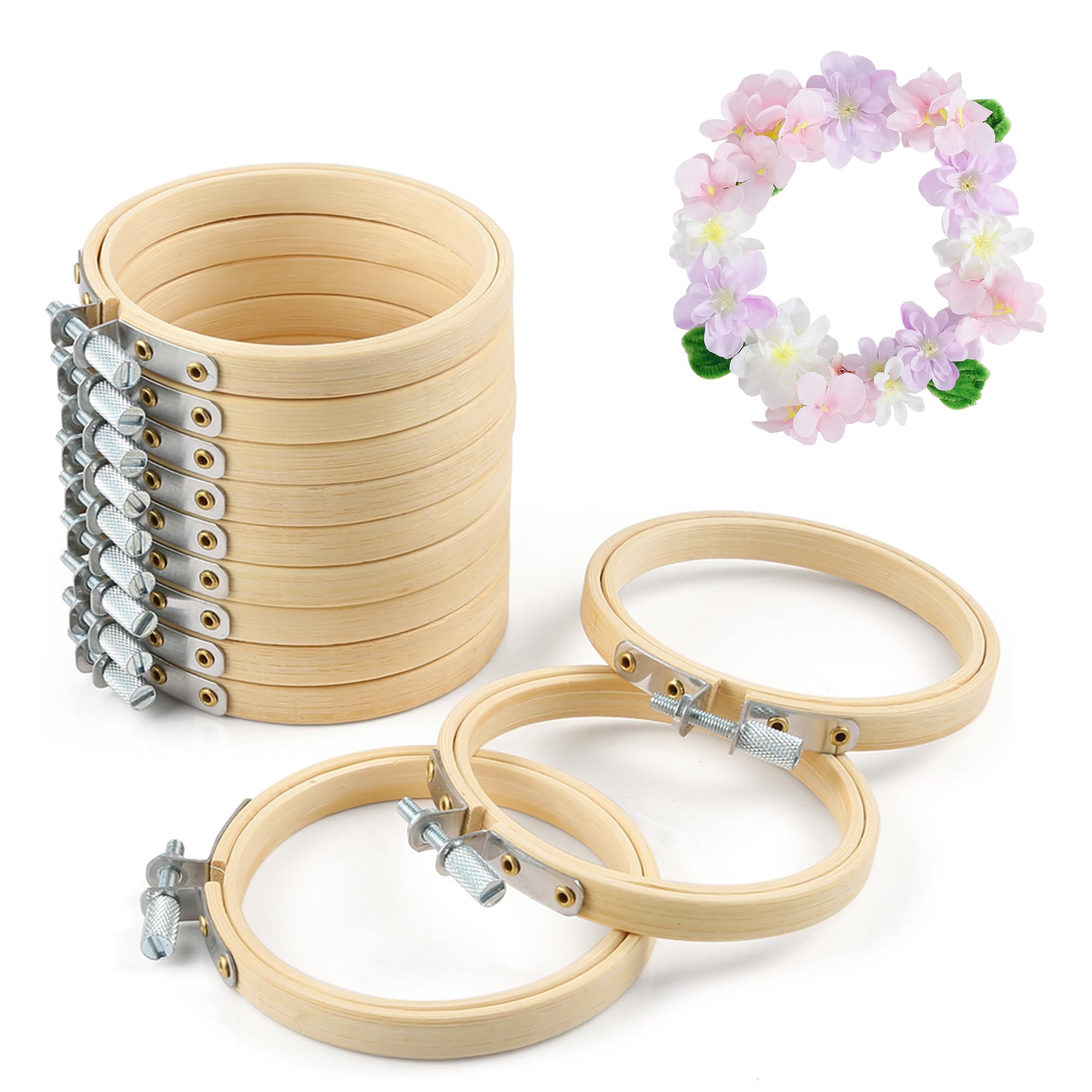 Caydo 12 Pieces 8cm/3 inch Embroidery Hoops Set Bulk Circle Cross Stitch Hoop for Sewing and Decoration