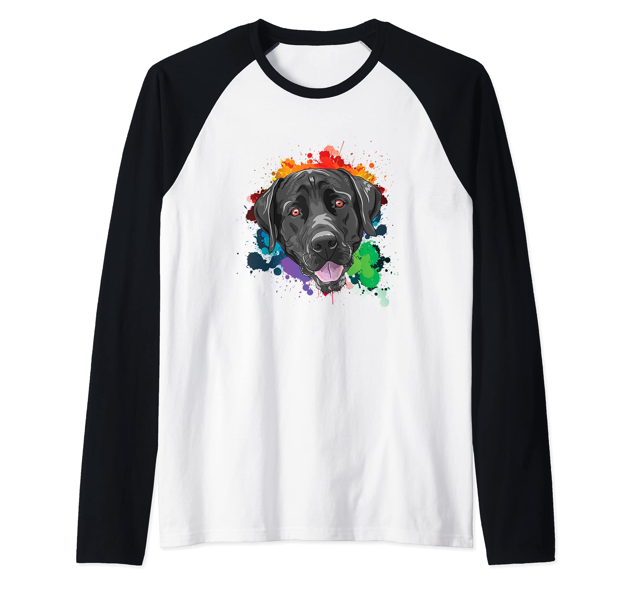 Colorful Labrador Dog Head Golden Retriever Puppy Breed Pet Raglan Baseball Tee