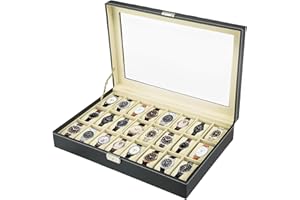 MYFULLY Watch Case 24 Slot Leather Watch Box Case/Jewelry Box/Watch Jewelry Display Storage Wristwatch Jewelry Portable Travel Case Organizer