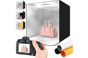 JWEVVIE Portable 24x24 inch Photo Studio Light Box Professional Dimmable Shooting Tent Kit with 3 Backdrops for Jewelry and Small Items Product Photography