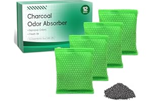 AOKTECH Aoketch Nano Mineral Crystal Activated Charcoal Bags Odor Absorber Activated Air Purifying Bags Natural absorber for shoes car refrigerator (12 packs/55 grams)