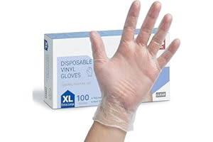 SOFTJOY 100 Pack Vinyl Disposable Gloves - Powder & Latex Free, Clear Vinyl Gloves for Cooking, Kitchen Prep
