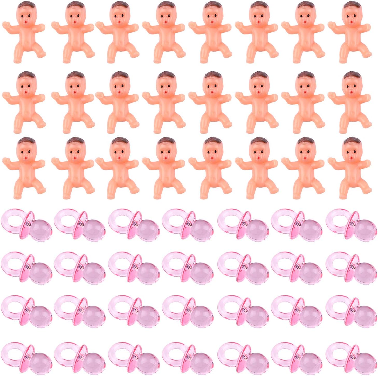 pink plastic pacifiers for baby shower
