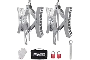 RVPNR.CN RVPNR217S RV Wheel Chock Stabilizer,Camper x chocks Travel Trailer, Wheel Chocks for Travel Trailers, Tire chocks rv Trailer (2 Packs) with Ratchet and Password Locks(Silvery)