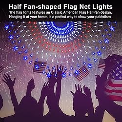 Qulist July 4th American Flag Lights, 250 LED