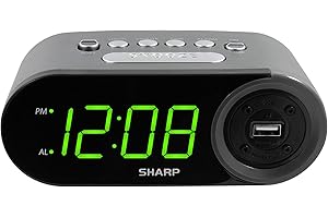 Sharp Easy to Read Digital Alarm Clock with 2 AMP High Speed USB Charging Power Port - Charge your phone, tablet with a high 