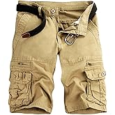 Mens Cargo Shorts Cotton Work Shorts Multi Pocket Casual Workout Shorts for Men NO Belt