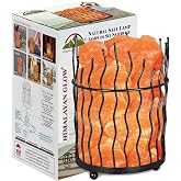 Himalayan Glow Pillar Style Salt Basket Lamp with Salt Chunks, Himalayan Salt lamp with Touch Dimmer Control, Amber Glow, Idle for Home, Offices and Dorm Decor