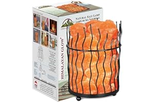 Himalayan Glow Pillar Style Basket Salt Lamp with Pink Salt Chunks, Night Light with (ETL Certified) Brightness Control Dimme