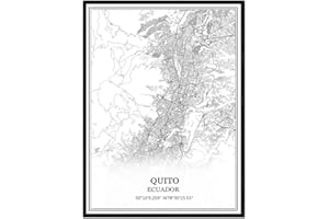 TANOKCRS Quito Ecuador Map Wall Art Canvas Print Poster Artwork Unframed Modern Black and White Map Souvenir Gift Home Decor 12x16 Inches