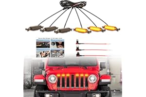 BRETREWRI Led Grill Grille Lights fit for 2019 2020 2021 2022 2023 Jeep Wrangler JL JLU Rubicon Sahara Sport Front Grille Grills Light Front Headlights Wrangler JL Jlu 2018-2023 Amber Led 6pcs (Amber23 JL 6P)