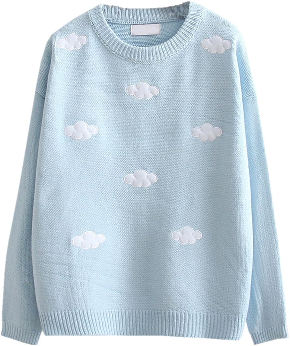 Loose Knitted Sweaters for Juniors Girls Autumn Winter Cute Clouds